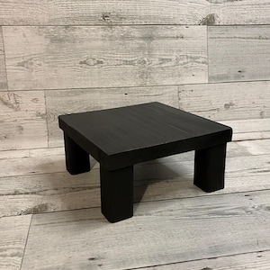 Tall black riser square black riser with tall legs tall pedestal square wood pedestal tray tall riser plant wood raised riser for lamps