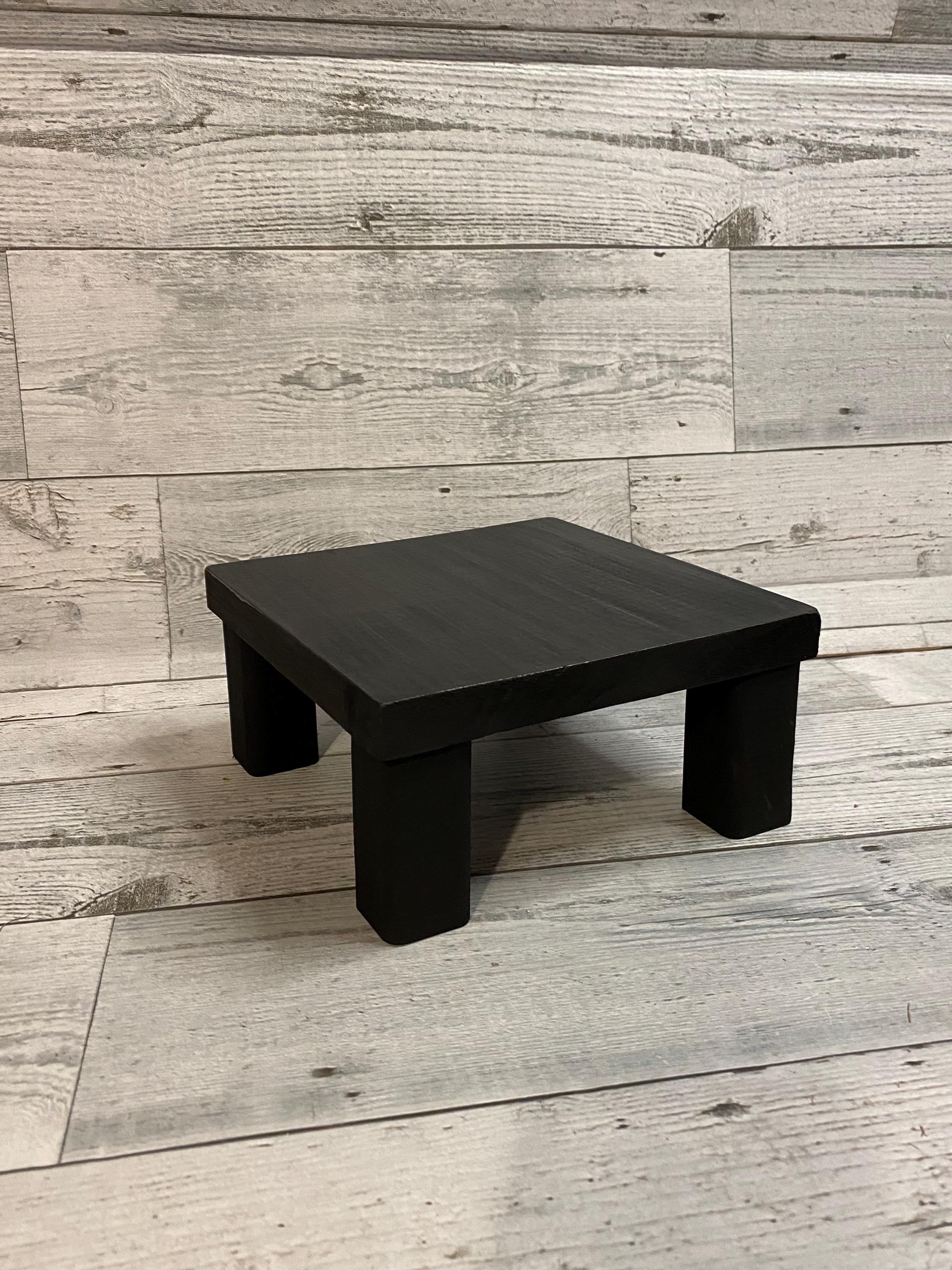 Tall black riser square black riser with tall legs tall pedestal square wood pedestal tray tall riser plant wood raised riser for lamps