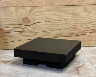 Square black riser 5x5x1.5 inch country riser farmhouse style stand, square country wood riser square wood riser display for small lamp