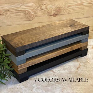 long wooden pedestal for home decor table display wood riser for kitchen counter Elevated decor stand long wood centerpiece riser holiday