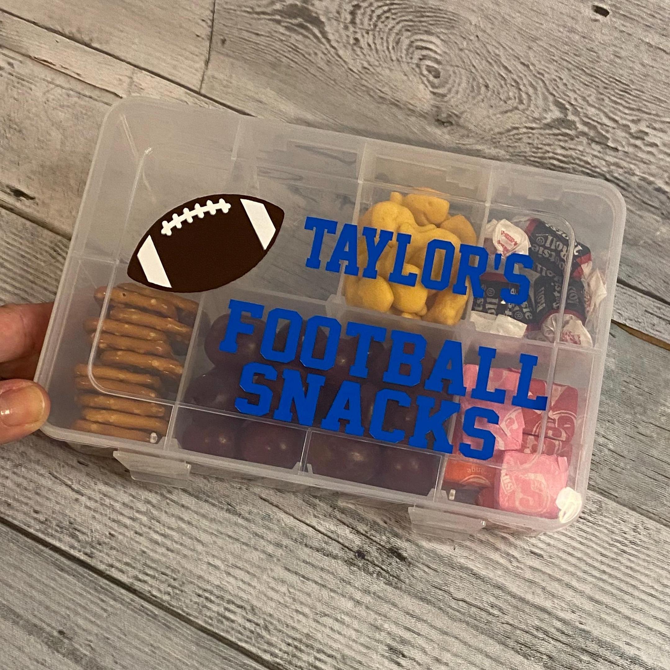 Snackle box Football Travel on the go snack box Personalized Snackle Box kid gift for vacation snack container for snacks candy box plane