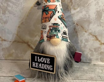 Book Lover gift Gnome plush Bookish Enthusiast Librarian Gift Teacher thank you gift Gnome Collector Gift bookish school library gift reader