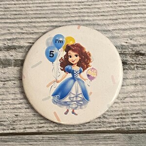 Princess birthday girl button birthday princess pinback for little girl birthday party decorations