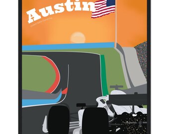 Póster de Fórmula 1 Austin, Texas, con marco de madera y papel mate premium