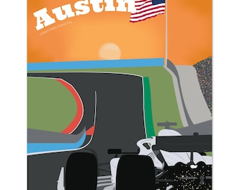 Póster de papel mate premium de Fórmula 1 de Austin, Texas