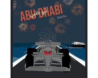 Póster de Fórmula 1 Abu Dhabi con marco de madera en papel mate premium