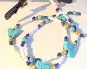 Butterfly Eyeglass Lanyard, Eyeglass Leash, Handcrafted Lanyard, Eyeglass Jewelry, Turquoise and Copper, Native Style, Gemstone Lanyard