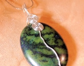 Jasper Wire Wrap Pendant, Silver Wire Wrap