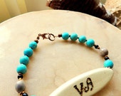 Turquoise and Corn Bead Peace Bracelet, Cherokee Language