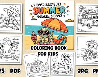Easy Summer Coloring Book for Kids