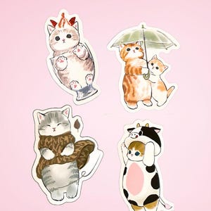 Cute Cat Sticker High Quality Waterproof - Sticker for Journal, Water bottle, Laptop