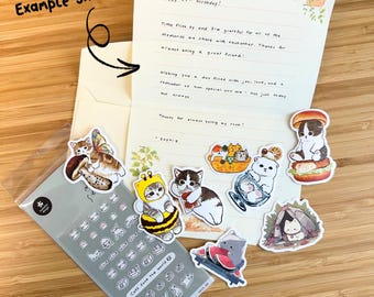 Katzenliebhaber Gefülltes Briefpapier - Niedliche Katzenaufkleber, Blankobriefpapier & Umschlag - Geschenk für Katzenliebhaber, Geburtstag, Wertschätzungsnotiz-Set