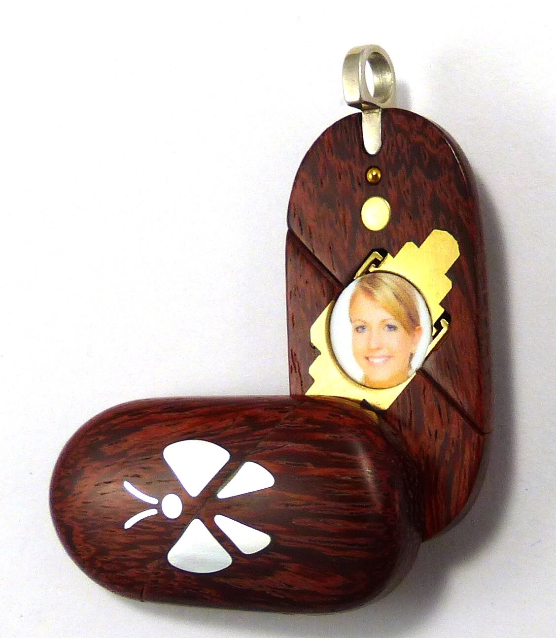 Illusionist Locket #5699 Thin Silver Butterfly Camelthorn Wood Pendant by  Illusion Lockets