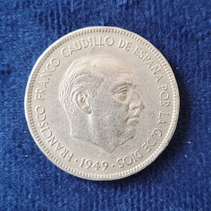 Rare find, 5 pesetas (cinco pesetas) Franco - 1949, collectible coin