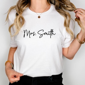 Personalized Bride Mrs Shirt, Bride To Be Shirt, Engagement Gift, Wedding Shirt, Future Mrs Shirt, Custom Mrs Shirt, Mrs Last Name Shirt