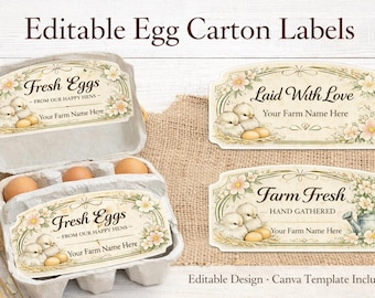 Étiquettes de carton d'oeufs frais de la ferme | Cottagecore Chicks, Homestead imprimable (téléchargement instantané)