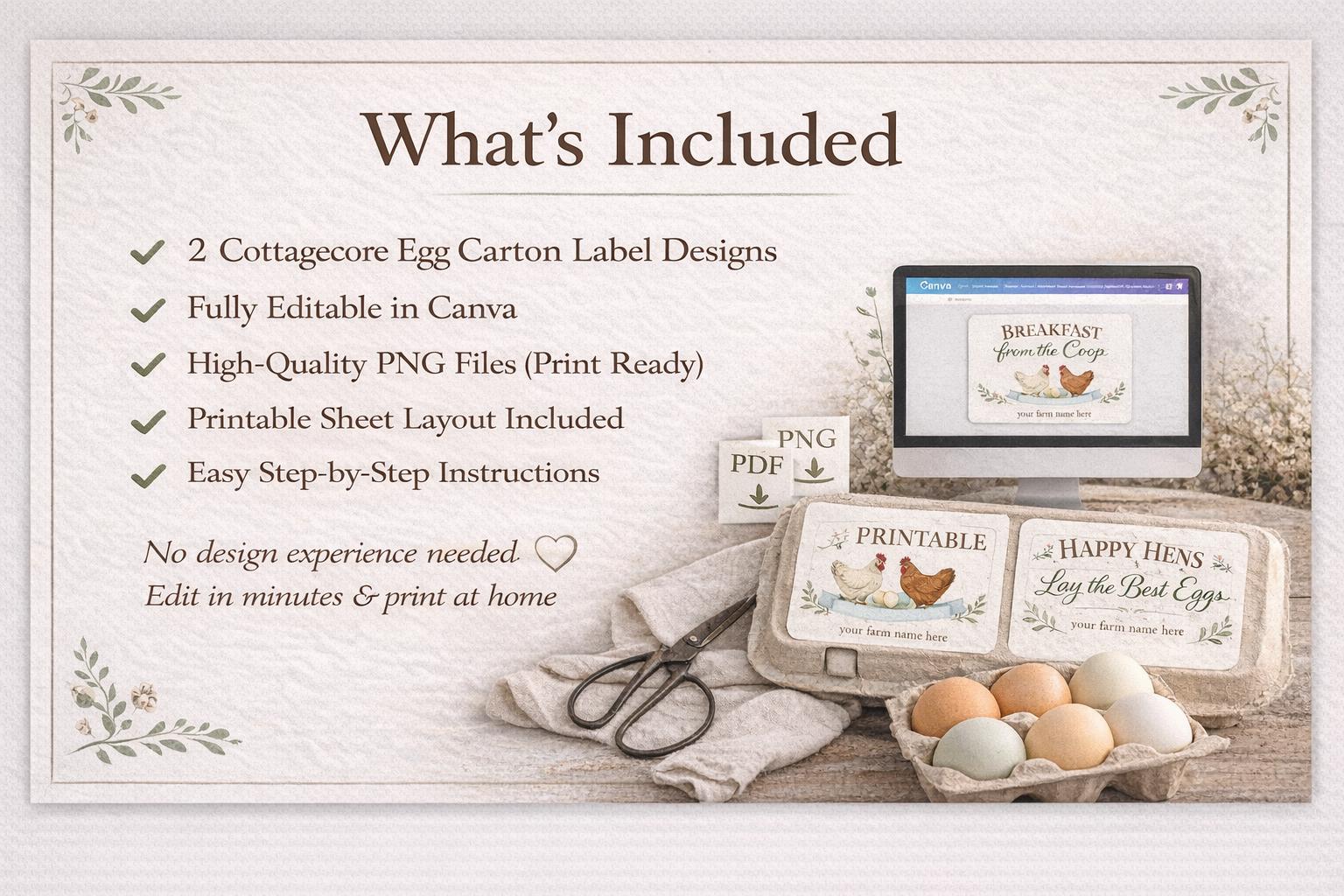 Editable Egg Carton Labels | Cottagecore Chicken Coop Labels | Canva ...