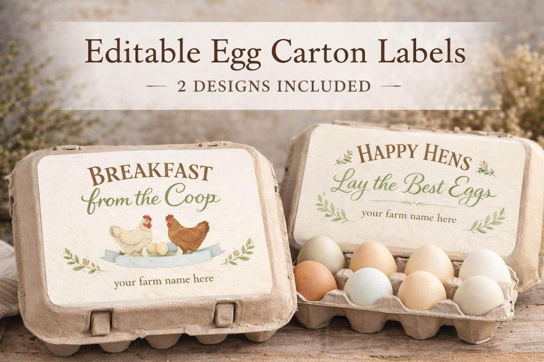 Editable Egg Carton Labels | Cottagecore Chicken Coop Labels | Canva ...