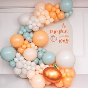 Boho Pumpkin Balloon Garland Kit • Boho Fall Baby Shower, Lil Cutie, Autumn Party Decor, Sage, Peach, Cream, Sand