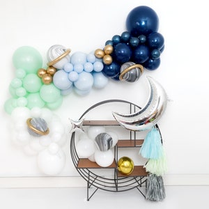 Over The Moon DIY Balloon Garland Arch Kit - Outer Space Theme, Baby Shower, Black Swirl, Astronaut, Planets, Birthday Party Decor