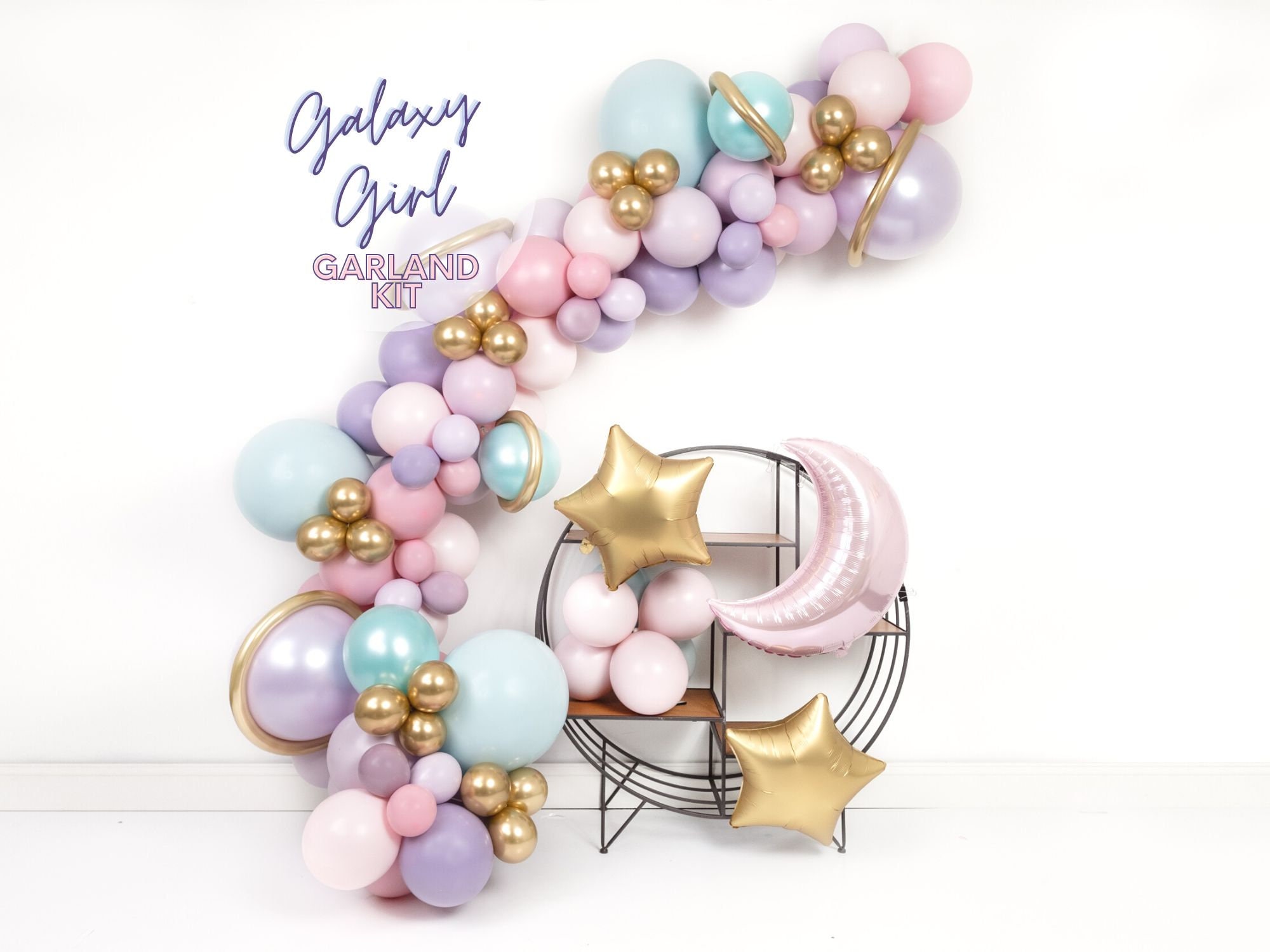 DIY Pastel Iridescent Balloon Garland Pink Galaxy Space to the