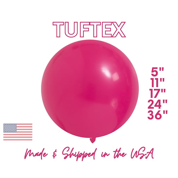 Hot Pink TufTex Latex Balloons Premium Party Decor -  Birthday, Mermaids, Fairy, Girl's Safari Jungle 5", 11",17",24",36"