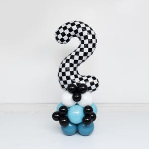 DIY Pick Your Color Balloon Tower Number Kit - Checkered Flag, 2 Fast, 2 Furious, Need 4 Speed, To the Races Birthday Party,Balloon Cluster