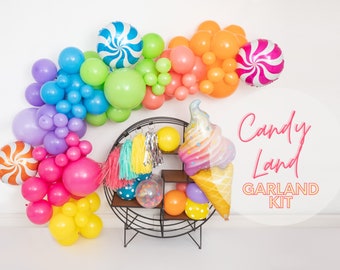 Candy Land Rainbow - DIY Luxe Balloon Garland Arch Kit -  Ice cream, Donut, Bright, Baby Shower, Girls Birthday Party Decor