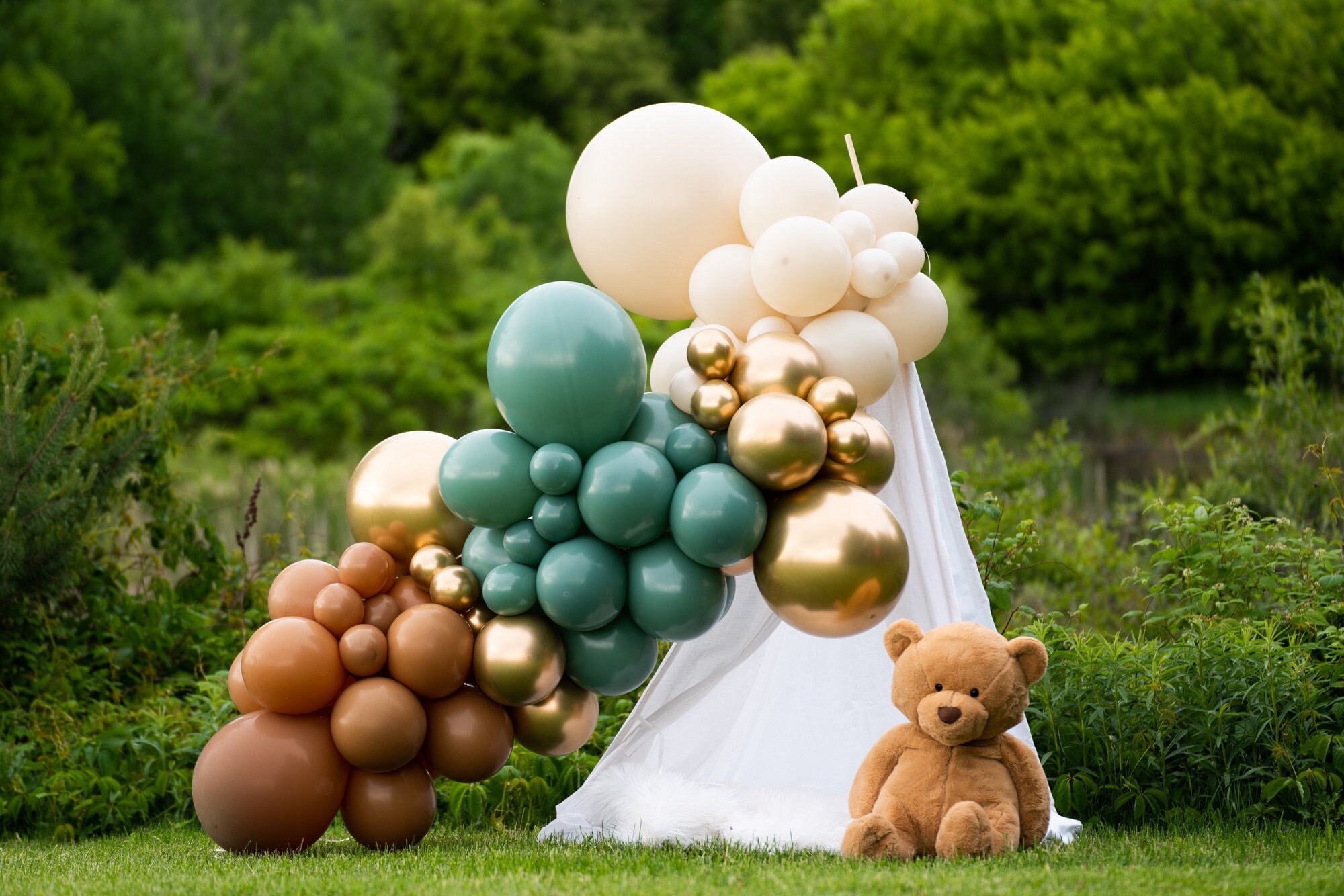Woodland Baby Shower Balloon Garland Teddy Bear Birthday Jungle Safari Birthday Boho Animal Theme Party Balloons
