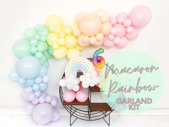 Colorful Birthday Decorations, Pastel Balloon kit, Macaron Party Supplies  with Confetti, Colorful Balloons, Rainbow Mylar Foil Happy Birthday Banner