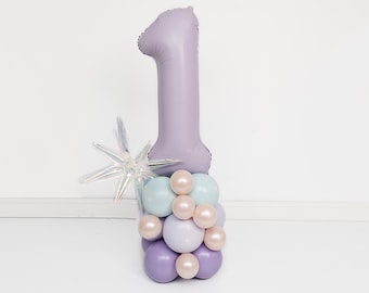 DIY Mermaid Balloon Tower Number Kit - Under the Sea Birthday Party, Number Tower, Mylar Number Decor, Pastel Balloons, Double Stuffed