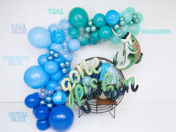 Gone Fishin' DIY Custom Balloon Garland Arch : Ocean, Under the Sea, Shark,  Nemo, Baby, Fishing, Water, Blue, Green, Birthday Party Decor 