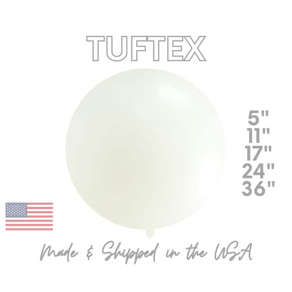 White Tuftex Latex Balloons 5", 11",17",24"  - Party Decor | Grad Party, Baby Showers, Birthdays, Balloon Bouquet, Wedding, Clouds, Rainbow