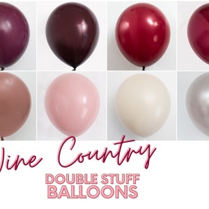 Wine Country Premium Matte Latex Balloons 5&quot;, 11&quot;,16&quot; DOUBLE STUFF Custom Colors - Party Decor,Boho, Burgundy, Merlot, Dusty Pink, Mauve