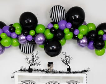 DIY Balloon Garland Arch Kit • Black, Lime & Purple Balloons • Halloween, Monster Truck • Birthday Party