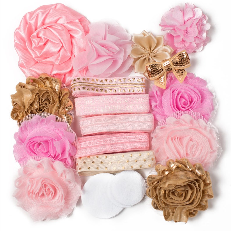 Fancy Girl 10 DIY Headbands Baby Pink Gold Headband Kit Etsy
