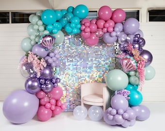 Mermaid Balloon Garland Kit, Under The Sea Party, Pastel Pink, Lavender, Aqua, Birthday, Baby Shower, Girls Party Balloons