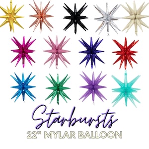 Mylar Starburst Balloons • AIR-Fill Balloons • Firework Balloons • Grad Party • Balloon Garland Decor • Foil Mylar Stars