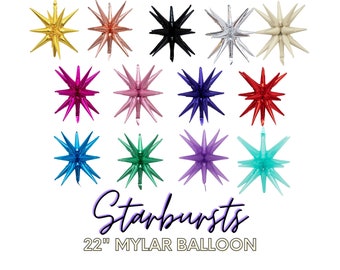 Mylar Starburst Balloons • AIR-Fill Balloons • Firework Balloons • Grad Party • Balloon Garland Decor • Foil Mylar Stars