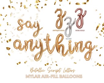 Custom Balloon Message - Betallic Mylar Script Letters - Gold RoseGold Silver- Choose your Custom Letters - Baby Showers, Birthdays, Banner