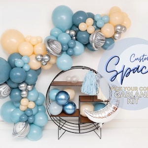Custom Balloon Garland Kit - Space Themed Birthday Party, Astronaut, Outer Space Party, Planets, 2 the Moon, Pick Your Own Colors