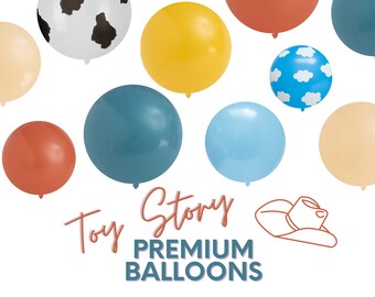 Vintage Toy Story PREMIUM Eco Latex Balloons - Baby Shower, Boho, Rustic, Farmer Themed, Cows, Clouds Birthday Decor 5", 11",17", 24"