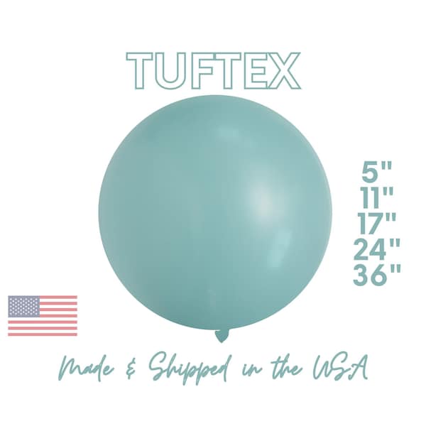 Sea Glass TufTex Latex Balloons 5", 11", 17",24"  Premium Party Decor - Neutral, Wedding, Bridal, TufTex, Dusty Blue Aqua