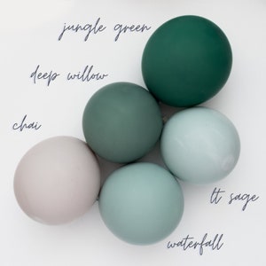 Chalk Satin Waterfall Premium Custom DOUBLE STUFF Latex Balloons Party Decor, Cream, Dusty Blue Green, Gray, Seafoam, 5, 11,17,24,36 image 4