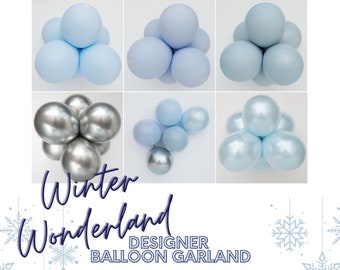 Winter Wonderland DIY Balloon Garland | Chalk DOUBLE STUFF Matte Balloons | Winter, Snow Baby,  Baby Blue, Dusty Blue, Silver, Ice Queen