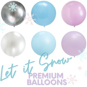 Let it Snow PREMIUM Tuftex - Betallatex Latex Balloons -  Christmas Holiday Party Decor, Frozen, Pastel, Winter Wonderland 5", 11",17",24"