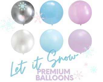 Let it Snow PREMIUM Tuftex - Betallatex Latex Balloons -  Christmas Holiday Party Decor, Frozen, Pastel, Winter Wonderland 5", 11",17",24"