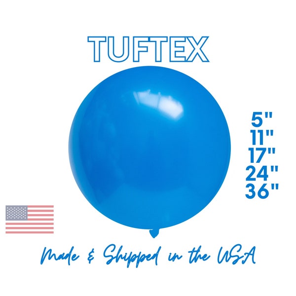 Blue Tuftex Latex Balloons | Bright Royal Blue, Ocean Surf Party, Bright Blue Green, Gamer Party, 5", 11",17",24",36"