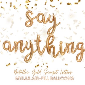 Premium Cursive Script Letters - Mylar Air Fill Foil Balloon - Gold Silver- Choose your Custom Message Baby Showers, Birthdays, Banner