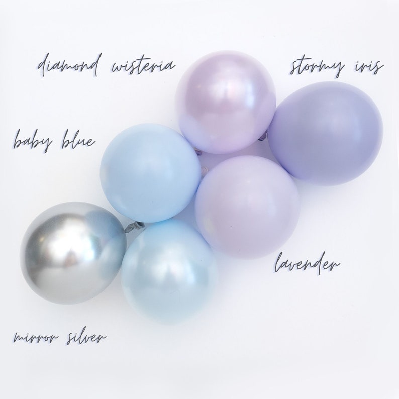 Elsa DOUBLE STUFF Balloon Garland Kit Chalk Matte Balloons Winter, Snow Baby, Lavender, Pastel Baby Blue, Dusty Blue, Silver, Ice Queen image 2